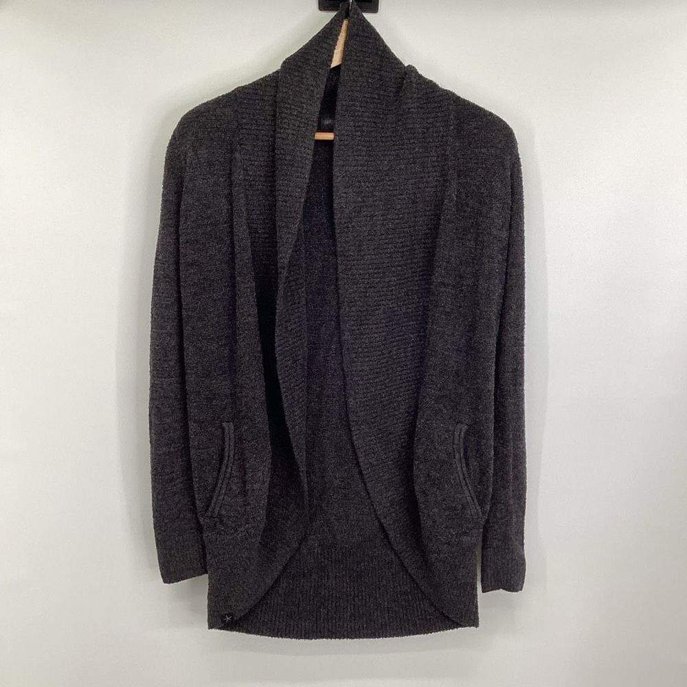 Ladies Barefoot Dreams Circle Cardigan Carbon (gray/Black) XS